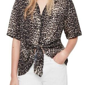 All Saints Black and Cream Animal Print Blouse